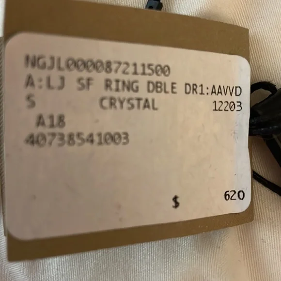 NWT BURBERRY DOUBLE RING CRYSTAL SIZE S - Picture 4 of 6